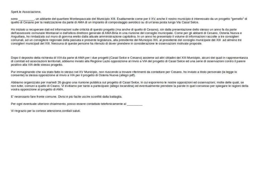 mail per compostatore casal selce